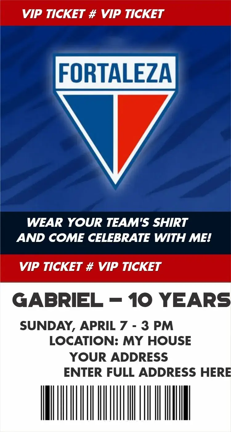 Invite Fortaleza ticket editable and customizable