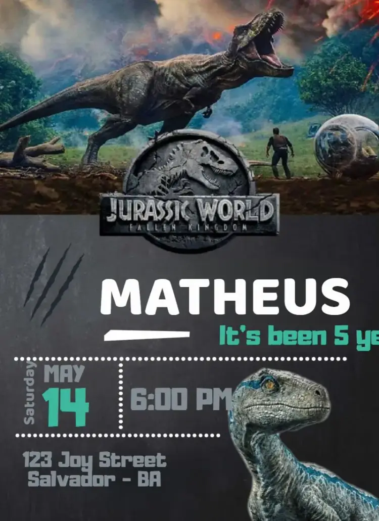 Invite Jurassic Blue Dino editable and customizable