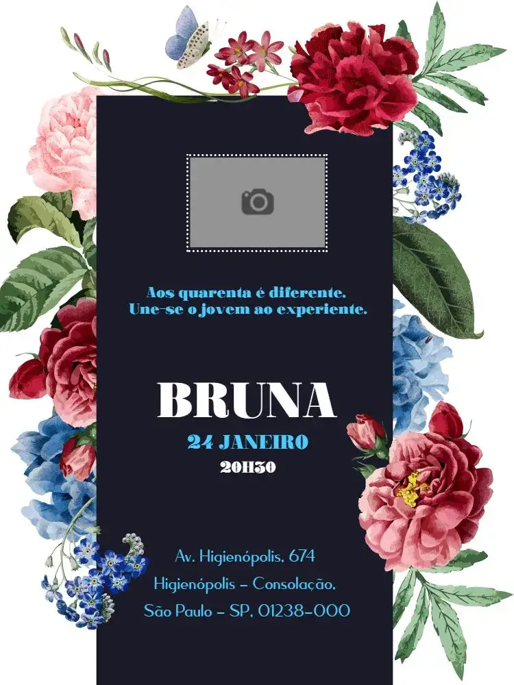 Invitation Digital – Birthday theme floral, delicate, spring-themed, feminine, colorful, modern