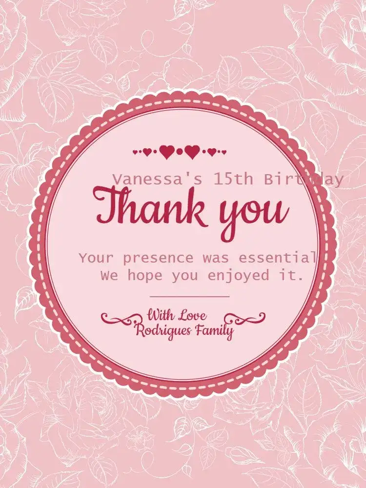 Thank You Card Presence 15 Years Playful Light