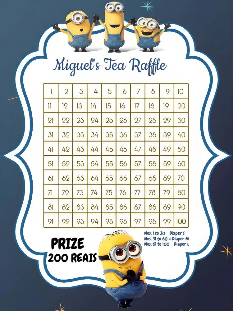 Invitation Minions Raffle Tea Card – Raffle Tea theme colorful, fun, childish, themed, modern