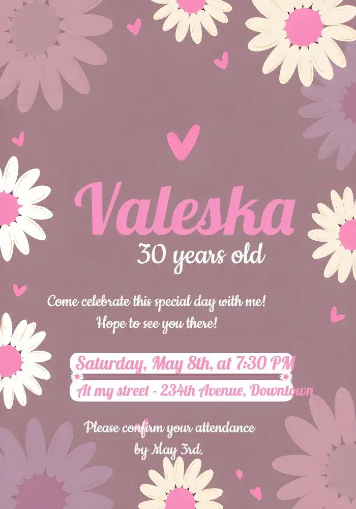Invitation Daisies Party – Birthday theme floral, romantic, colorful, delicate, modern