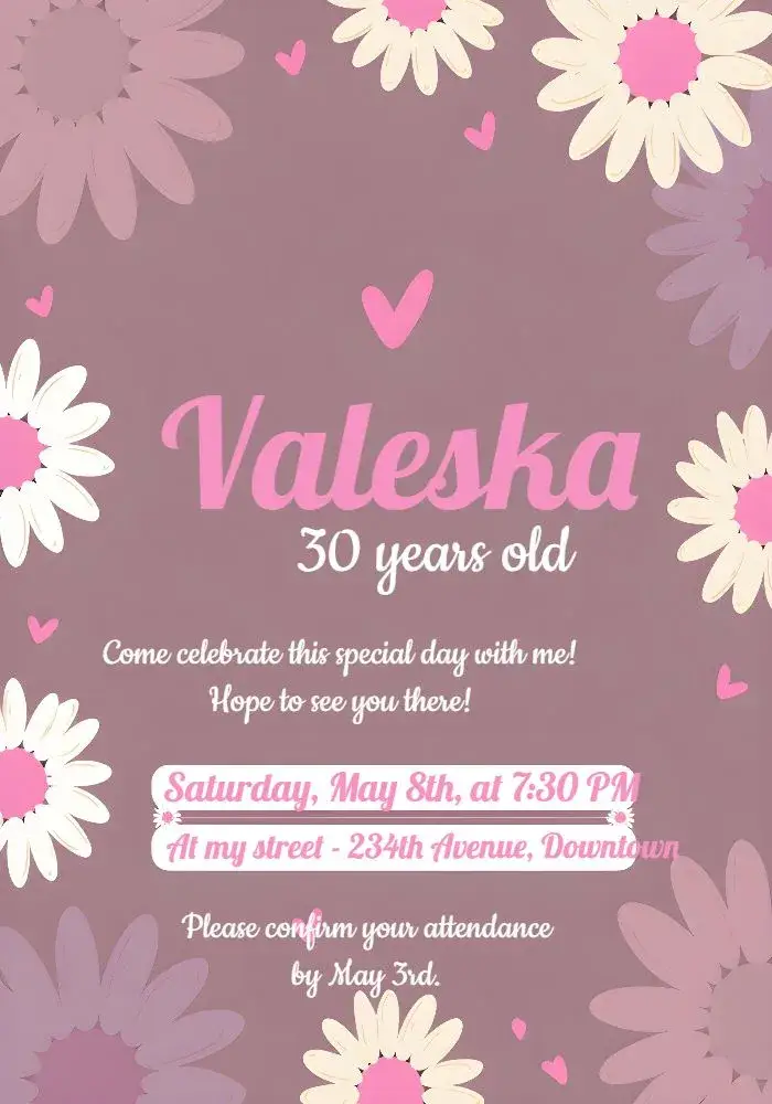 Invite Daisies Party editable and customizable