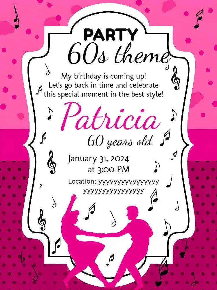 Invite Black 60s Theme editable and customizable