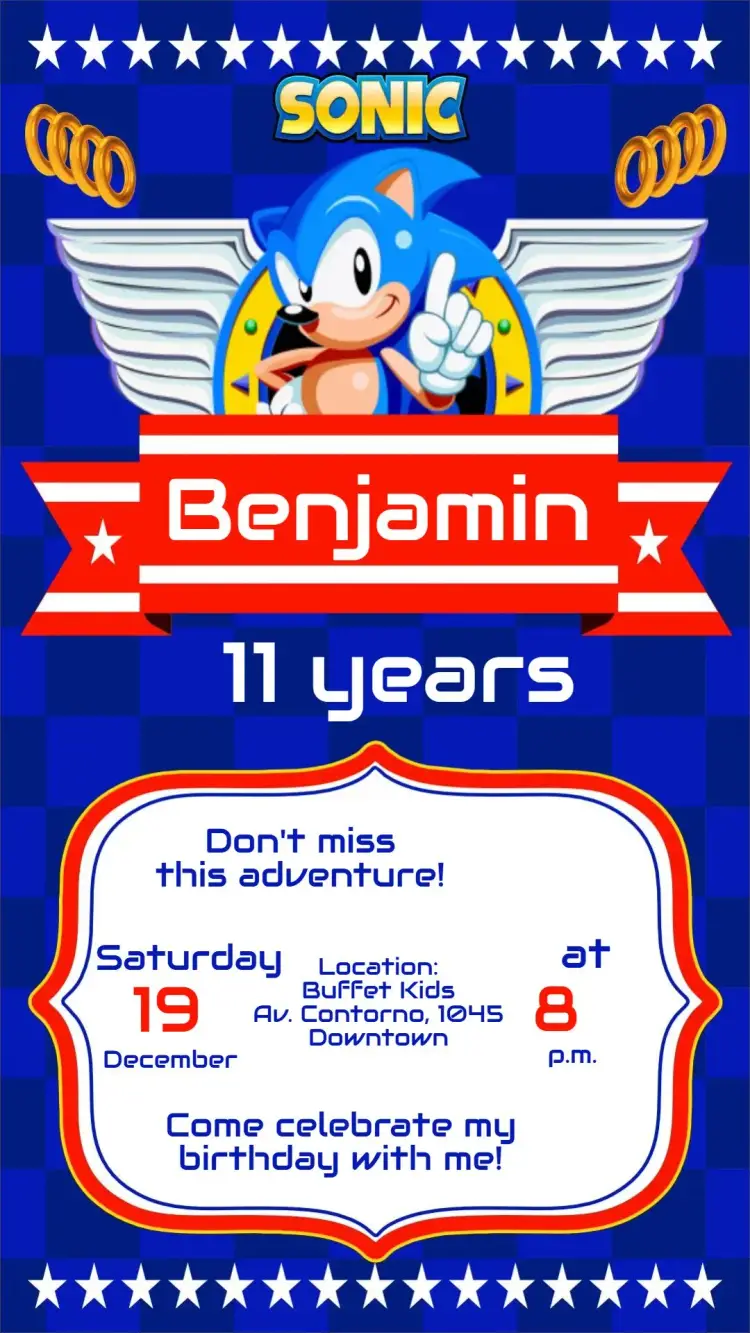 Invite Sonic editable and customizable