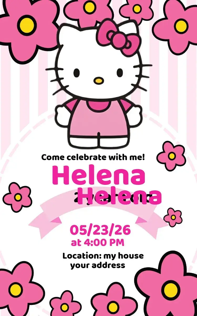 Invite Hello Kitty 5 editable and customizable