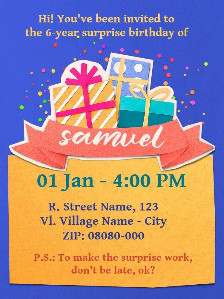 - Virtual Surprise - Paper Gifts invitation