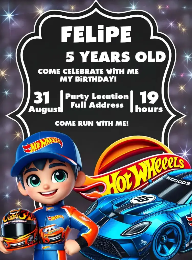 Hot Wheels Racer invitation