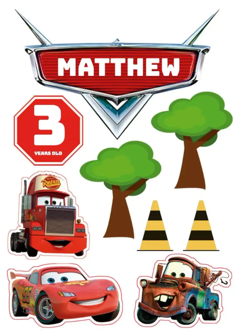 Invitation Disney Cars Cake Topper – Cake topper theme colorful, fun, childish, themed, dynamic