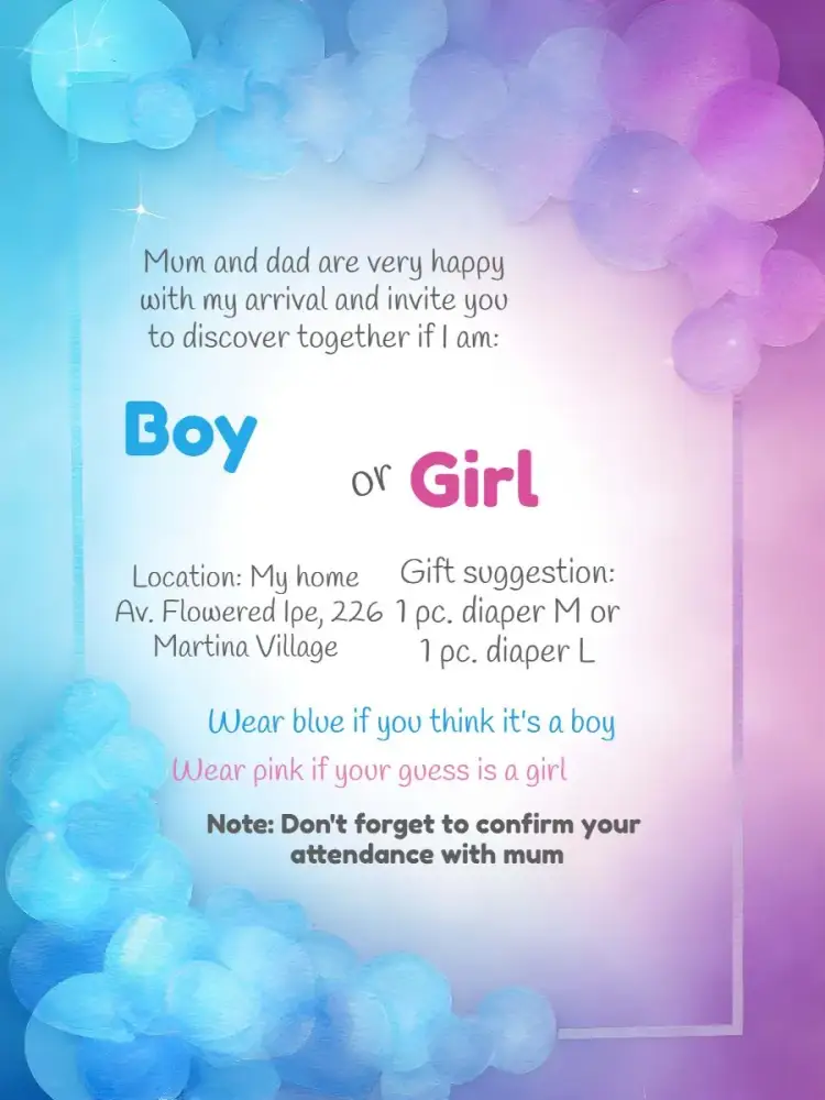 Invitation Balloon Prince Gender Reveal Tea – Gender Reveal theme blue, playful, fun, modern, elegant, childlike