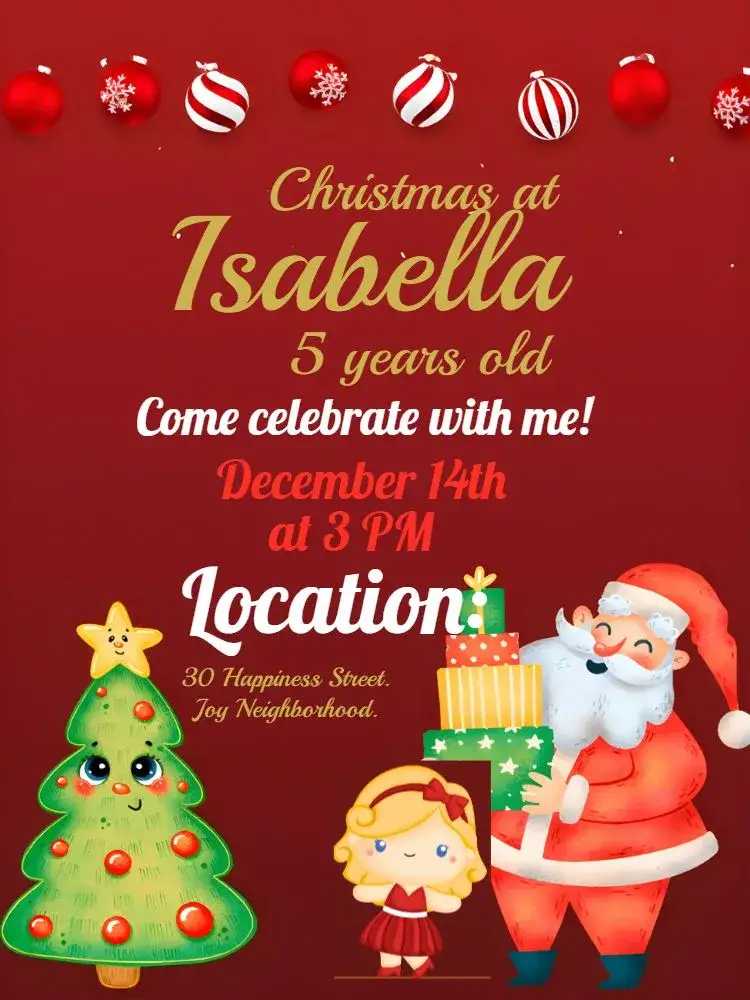 Invitation Christmas Year – Commemorative Dates theme festive, Christmas-themed, red and gold, graphic elements, cheerful, modern