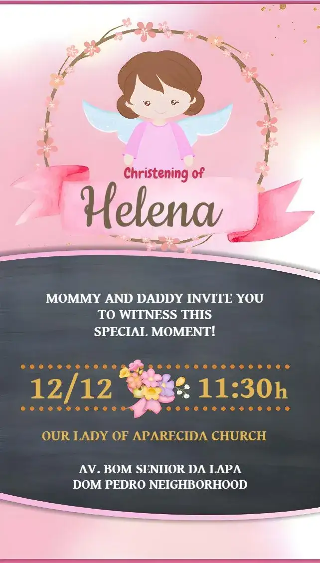 Invitation Infant Pink Angel Baptism – Baptism theme pastel pink, angels, children's, delicate, fun, elegant