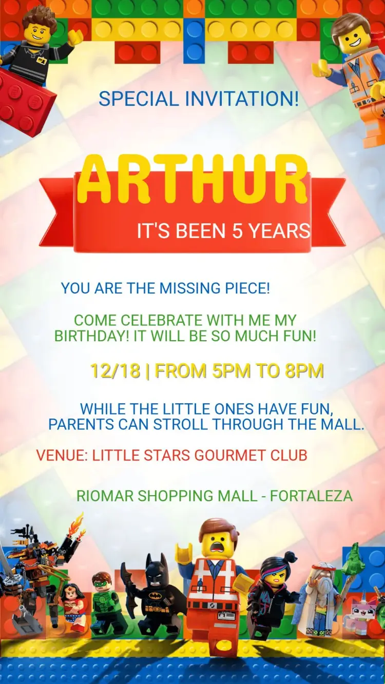 Lego Kids Birthday Invitation