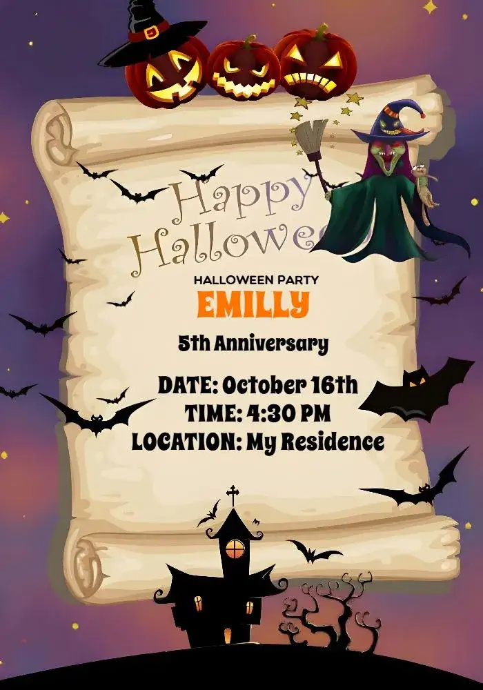 Invitation Black Halloween – Commemorative Dates theme black, orange, themed, mysterious, fun, graphic