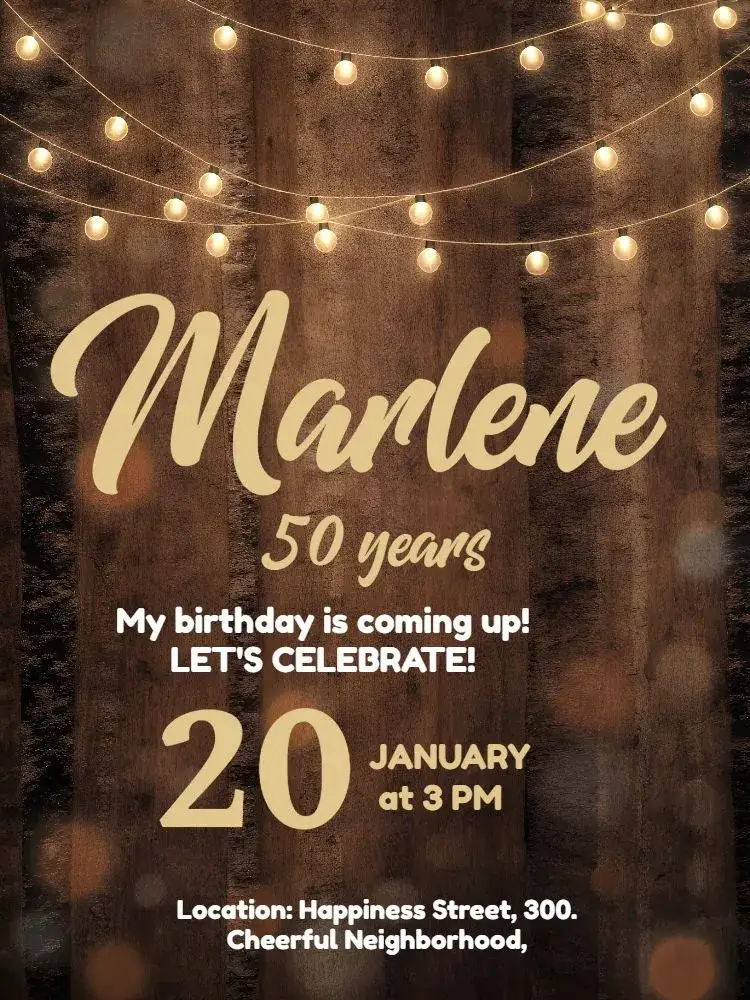 Invitation Rustic Wood Adult – Birthday theme rustic, country, wooden, natural, lights, heated