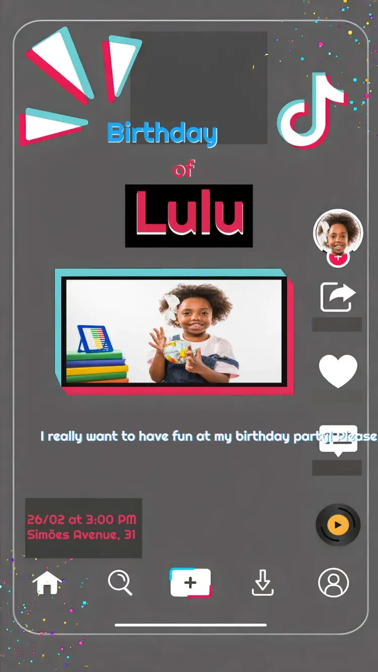 Invitation Tik Tok With Photo Are – Commemorative Dates theme modern, fun, colorful, youthful, dynamic