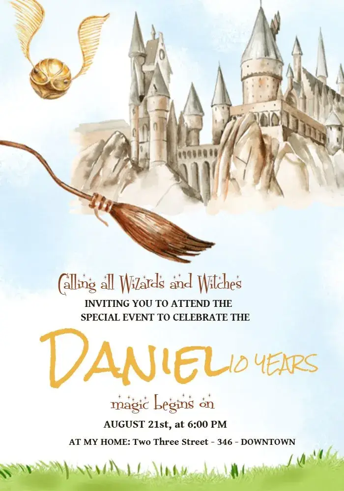 Harry Potter Hogwarts invitation