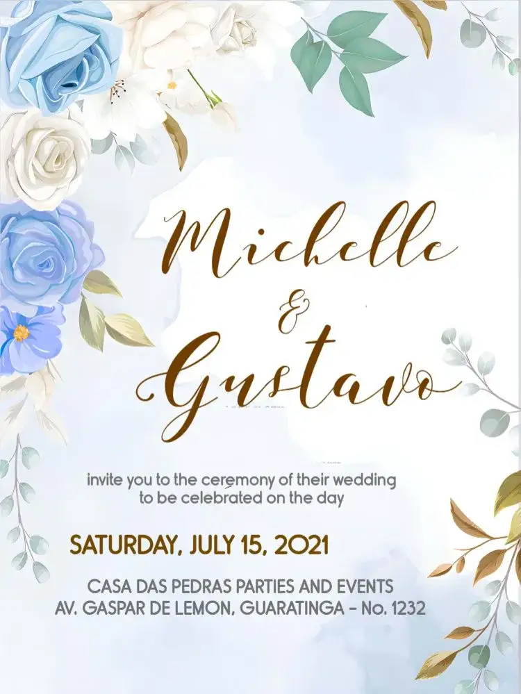 Invitation Blue Floral Wedding – Wedding theme floral, modern, elegant, blue, romantic, natural