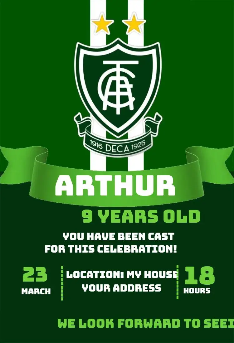 Invite América Mineiro editable and customizable