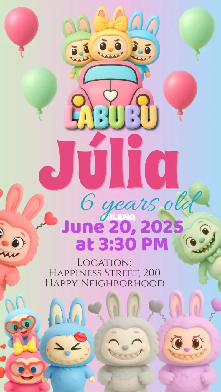 Labubu Birthday invitation