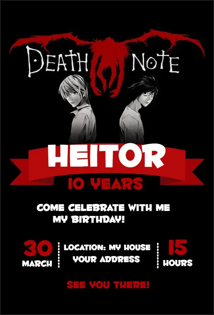 Invite Death Note 1 editable and customizable