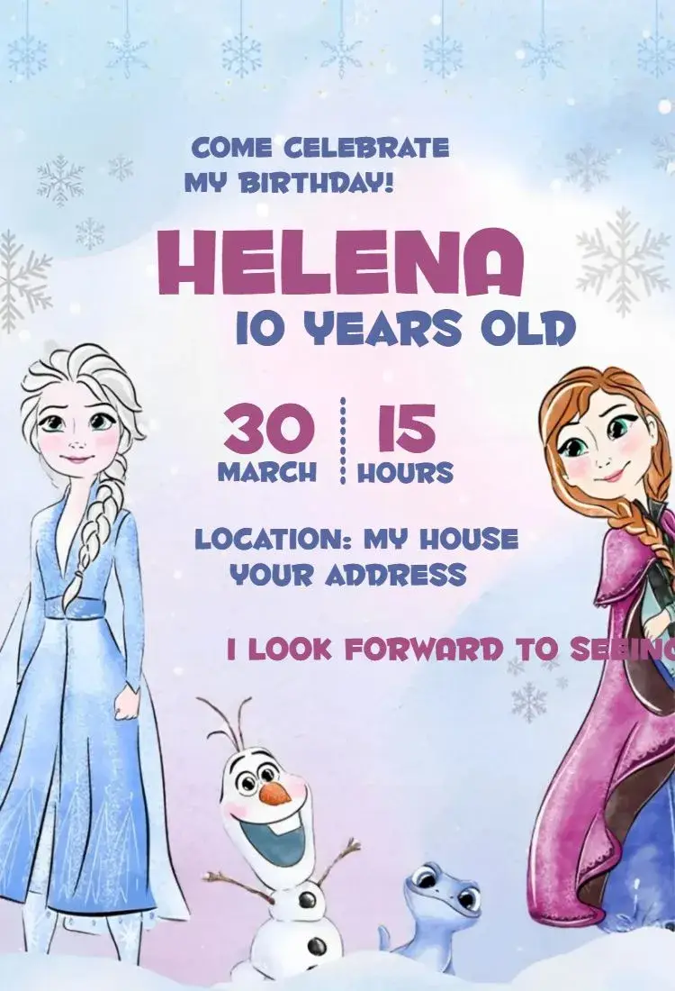 Invite Frozen 3 editable and customizable