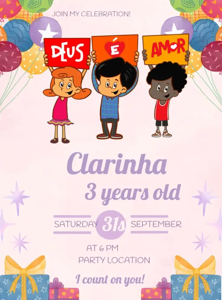 Three Little Words Digital invitation