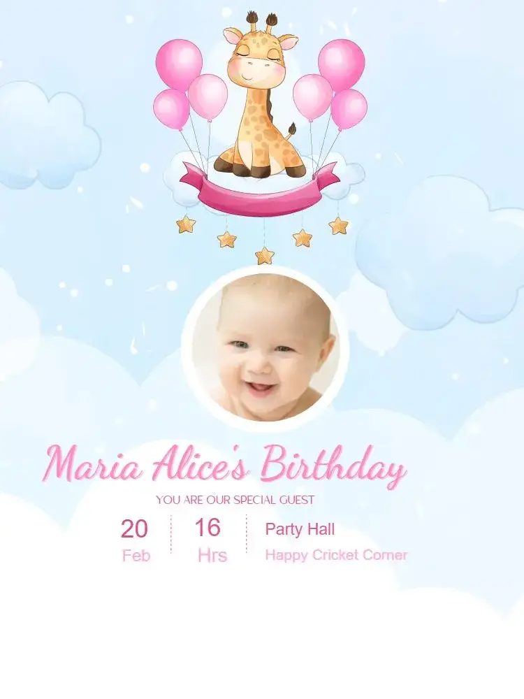 Invitation Delicate Girl's Safari Birthday – Kids' Birthday Party theme delicate, safari, pink, playful, childlike