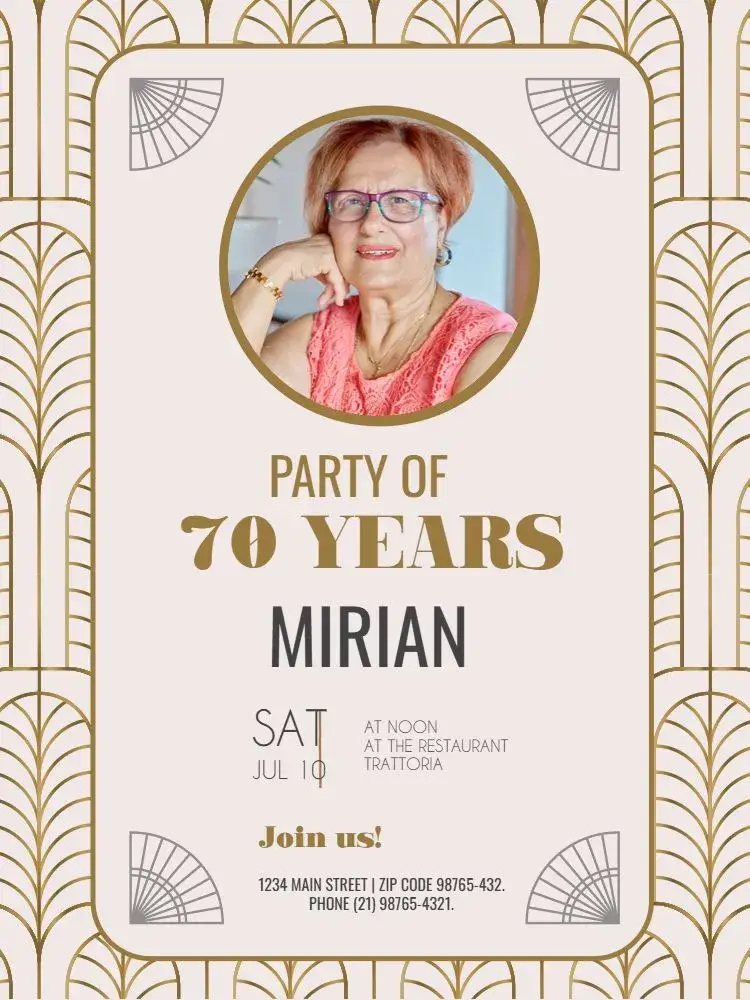70 Years With Classic Photo invitation