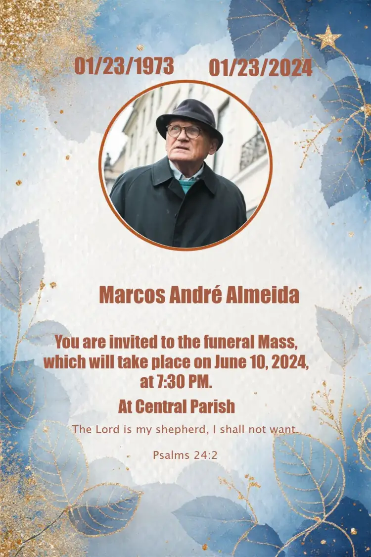 Invitation Seventh Day Mass With Photo Days – Commemorative Dates theme elegant, subtle, minimalist, classic, with photo, calm