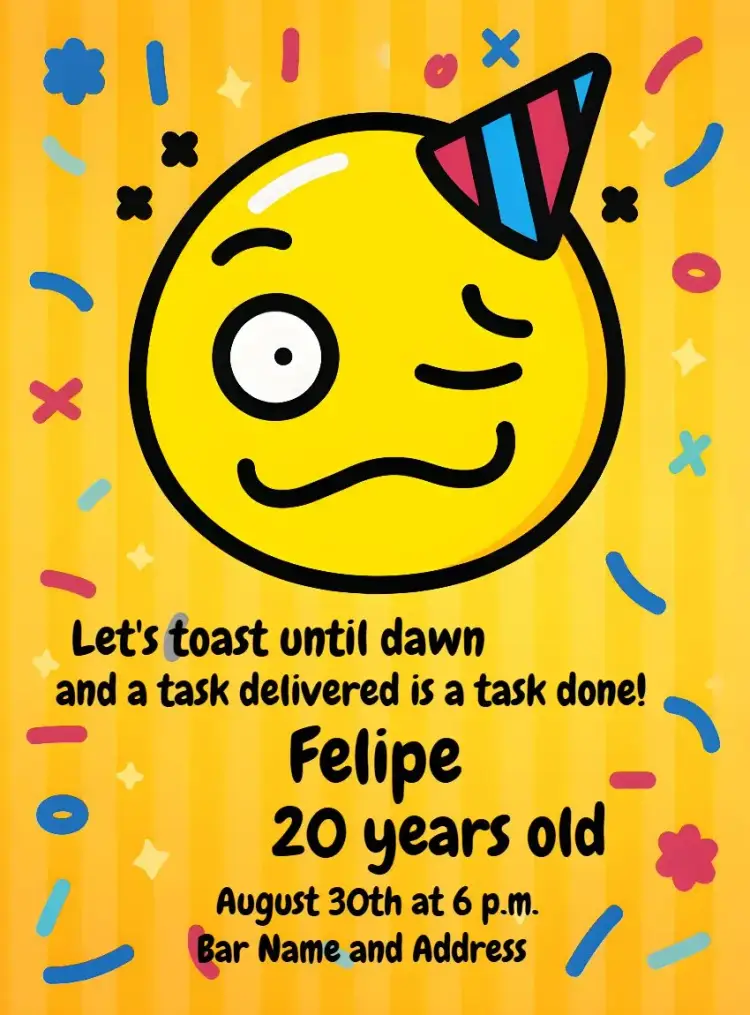 Invite Emoji Drink Yellow Pub editable and customizable