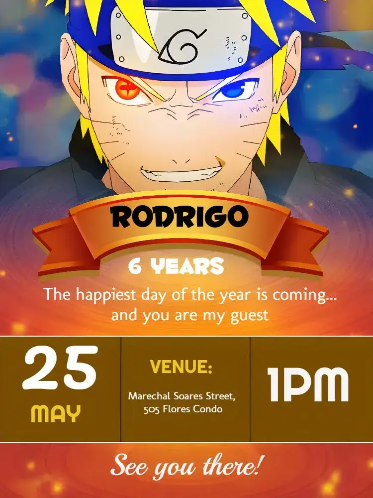 Naruto Colorido invitation
