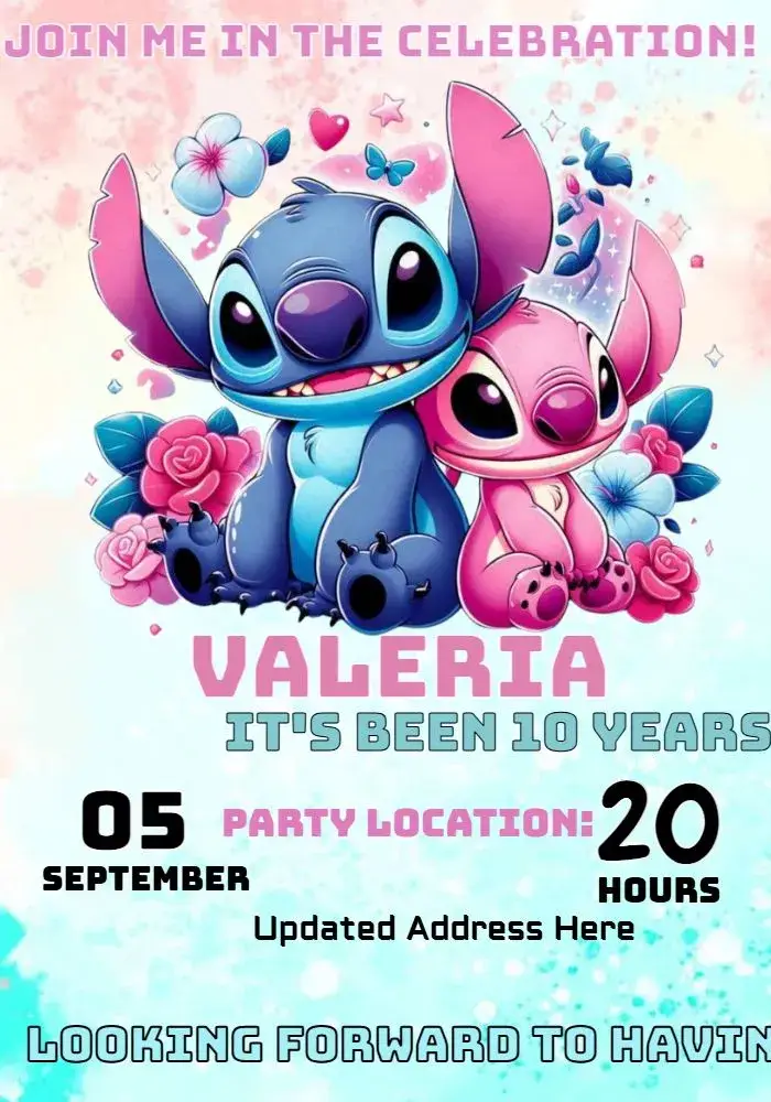 Stitch Angel invitation