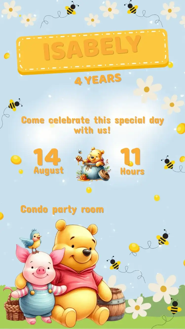 Winnie the Pooh Birthday Invitation