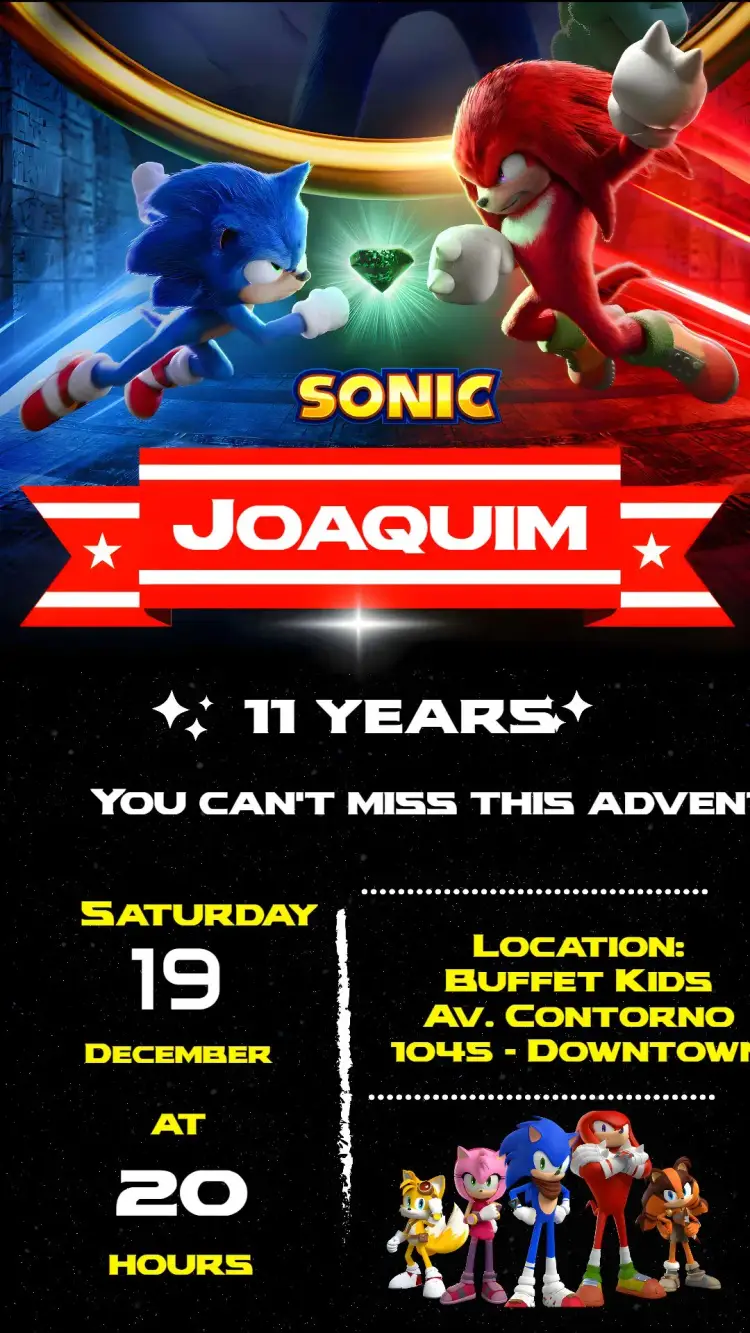 Invite Sonic editable and customizable