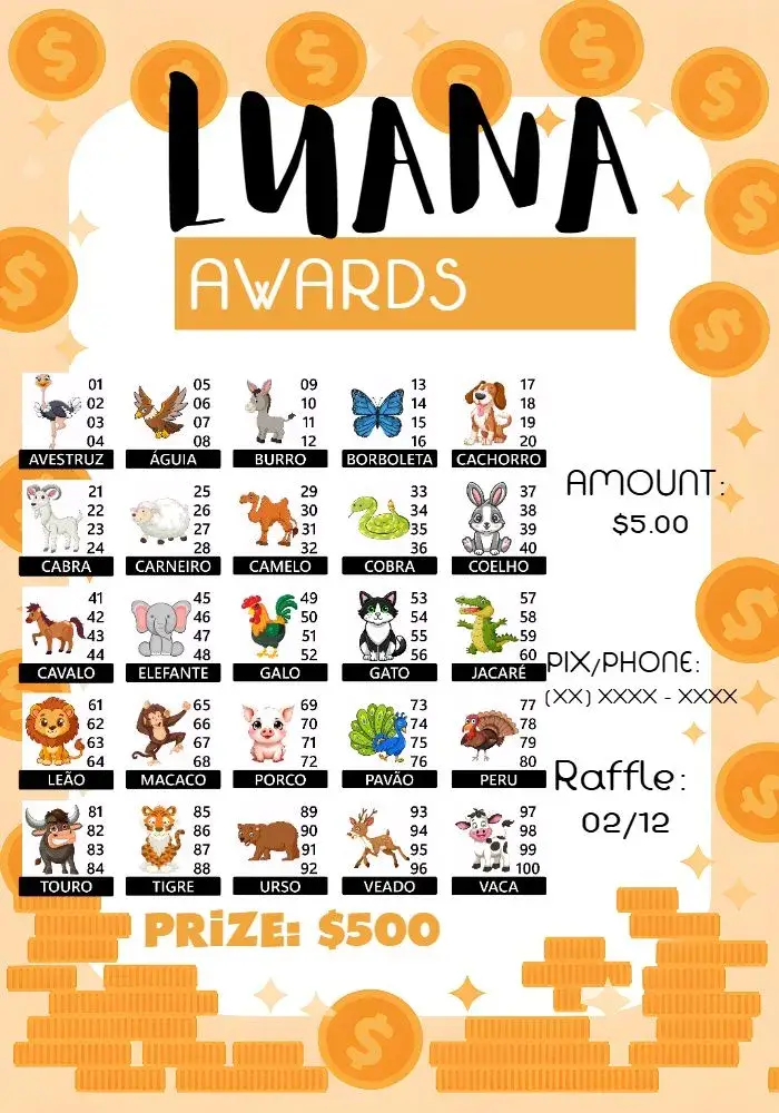 Invite Raffle Of Pets Awards Little Animals editable and customizable