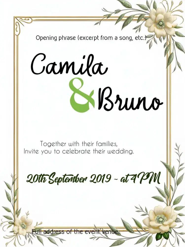 Floral Leaves Wedding invitation