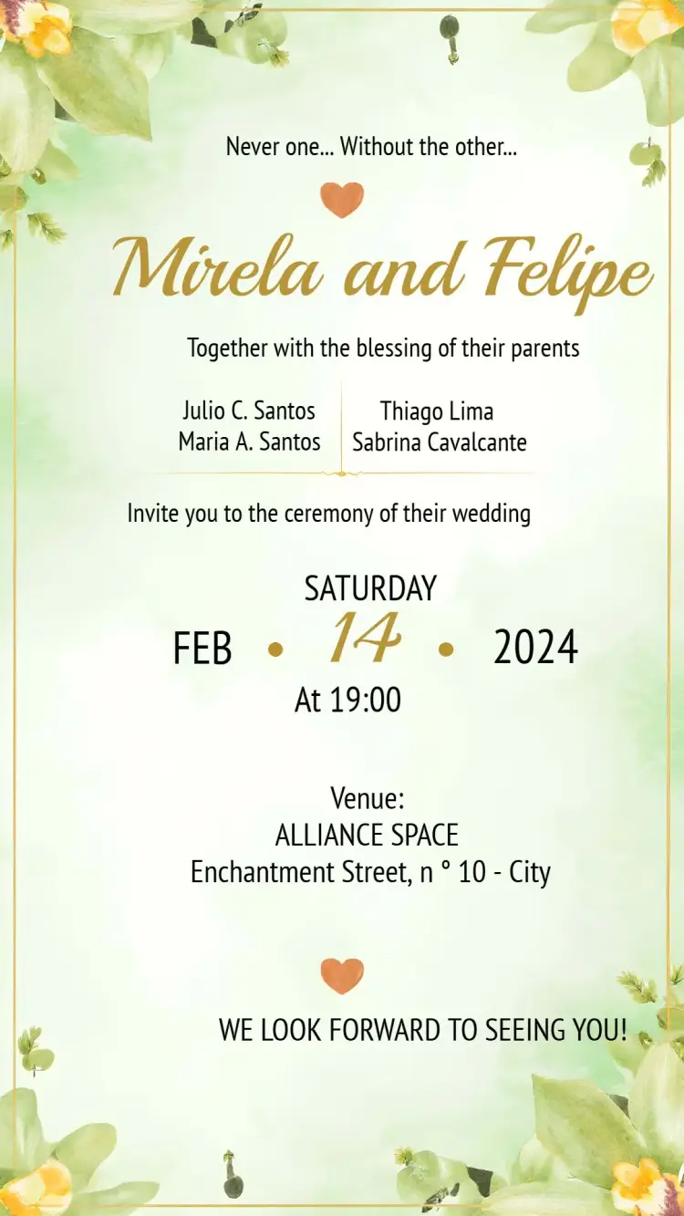 Green Floral Wedding invitation