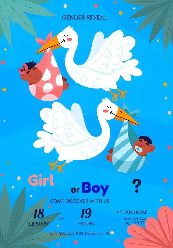 Diaper Reveal Tea invitation