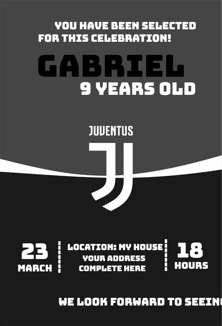 Invitation Juventus 2 – Birthday theme soccer, contemporary, colorful, dynamic, sporty, youthful
