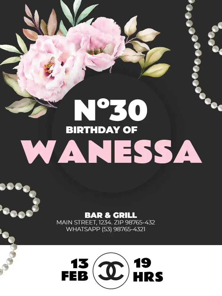 Women's Dark Floral Chanel Adult invitation