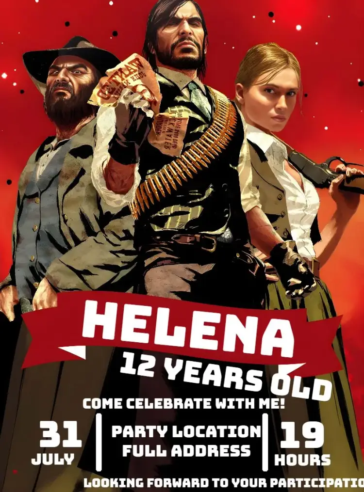 Invite Red Dead Redemption II Arthur editable and customizable