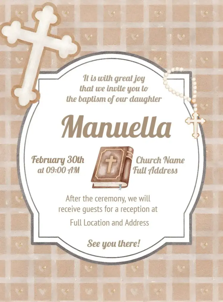 Invitation Christening Baptism – Baptism theme brown, classic, religious, delicate, minimalist, elegant