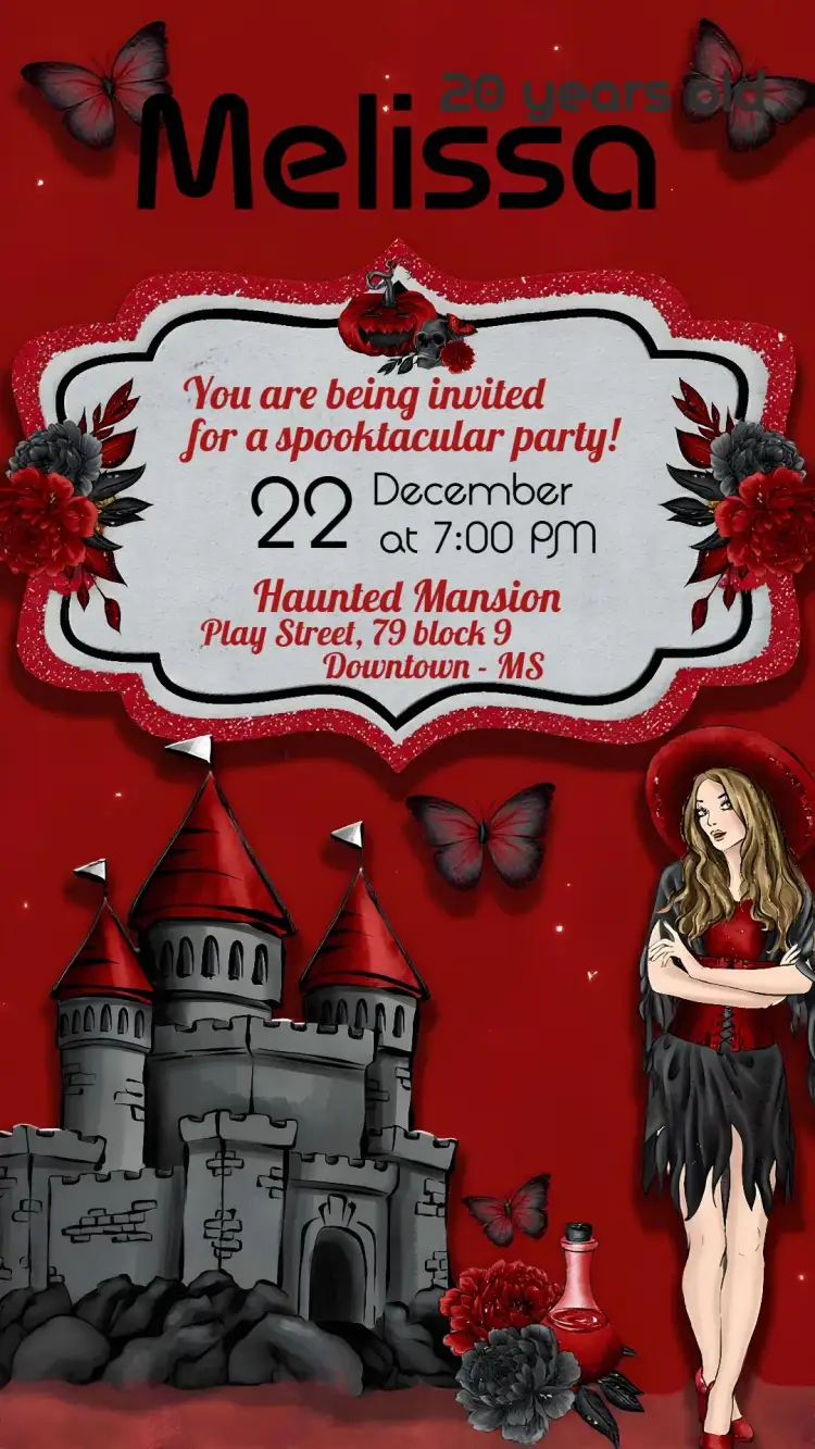 Invitation Adult Halloween – Birthday theme dark, mysterious, gothic, modern, fun, thematic