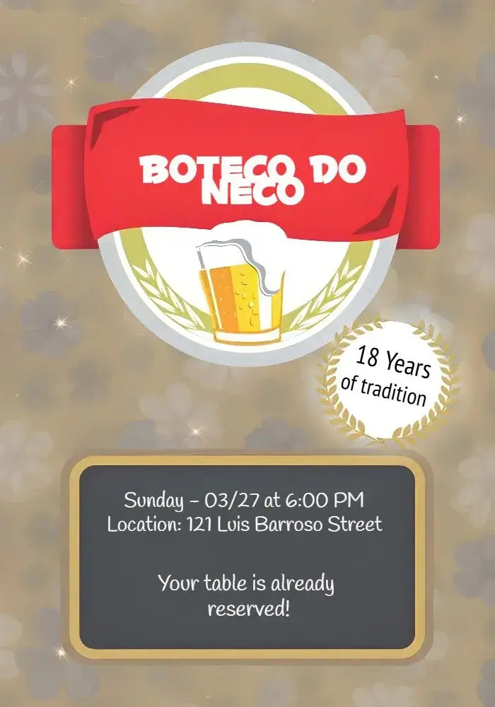 Invite Boteco Brahma Adulto editable and customizable
