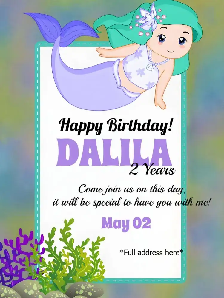 Invitation Mermaid Purchase – Most searched for theme navy blue, costume, colorful, tropical, illustrative, fun