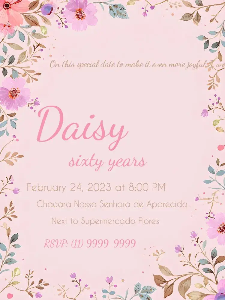 Beige Floral invitation