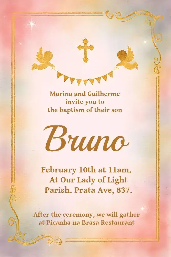Invitation Christening Branze – Baptism theme bronze, golden, elegant, modern, minimalist, classic
