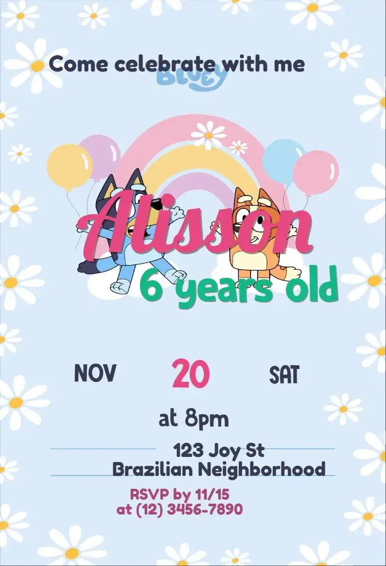 Bluey invitation