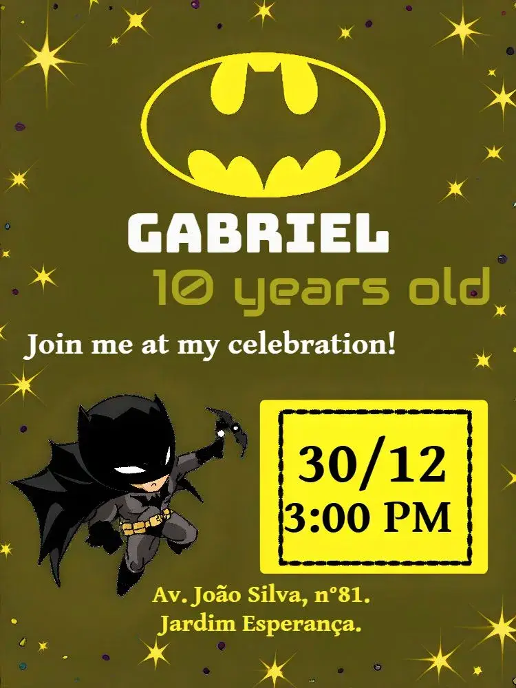 Invite Black Batman editable and customizable